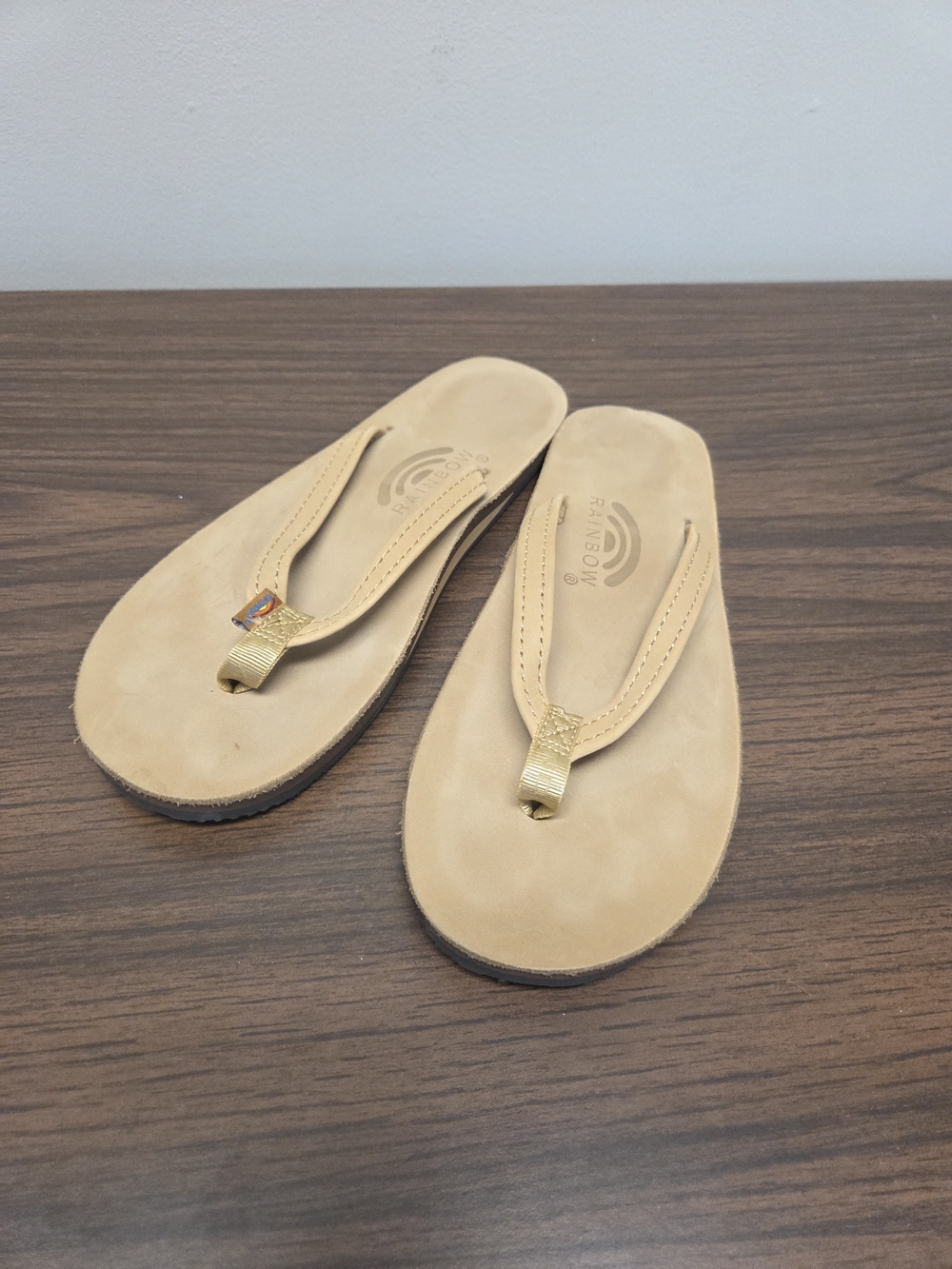 Rainbow Beige Gold-Accent Women’s Flip Flops